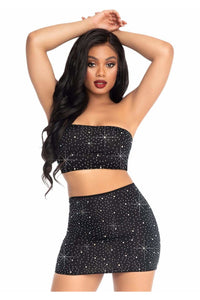 Rhinestone Bandeau And Mini Skirt