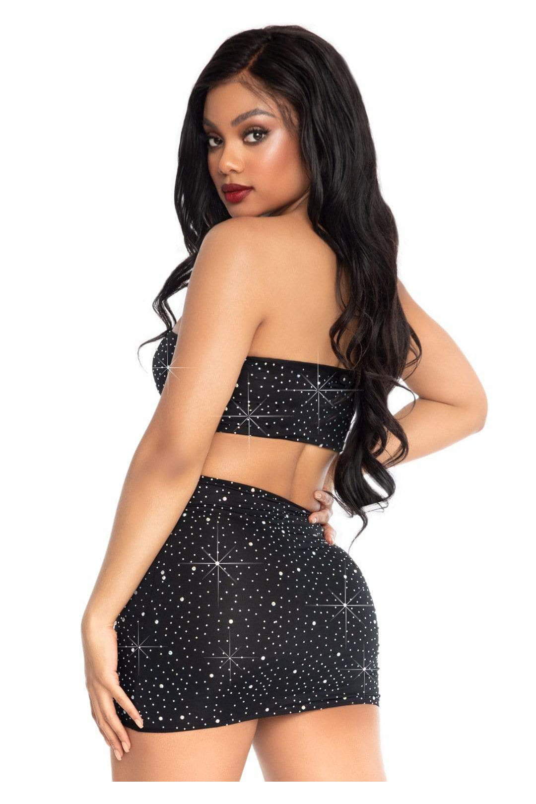 Rhinestone Bandeau And Mini Skirt